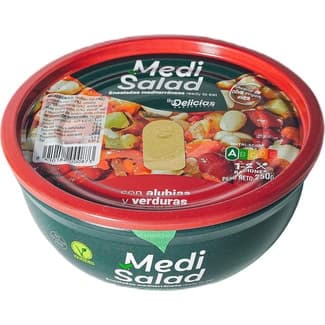 Ensalada de alubias y verdura asadas con aceite de oliva virgen extra lata 250 g - Delicias