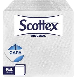 Servilletas blancas 1 capa 30x30 cm paquete 64 unidades - Scottex