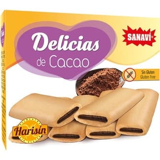 Delicias de crema rellenas de cacao sin gluten estuche 150 g - Sanavi