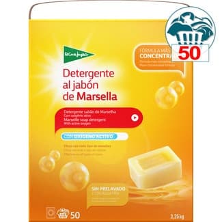 Detergente polvo al jabón de Marsella con oxígeno activo maleta 50 cacitos - El Corte Ingles