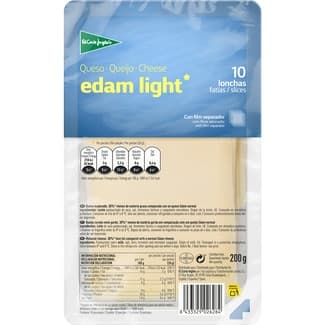 Queso edam de vaca light elaborado con leche pasteurizada en lonchas envase 200 g - El Corte Ingles