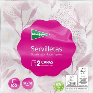 Servilletas decoradas 2 capas 33x33 cm paquete 100 unidades - El Corte Ingles
