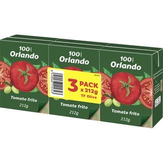 Tomate frito con aceite de oliva virgen extra sin gluten pack 3 envases 212 g - Orlando