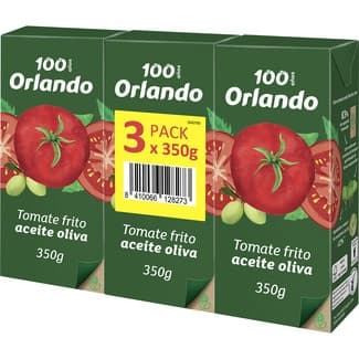 Tomate frito con aceite de oliva virgen extra sin gluten pack 3 envase 350 g - Orlando