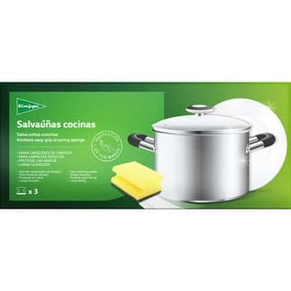 Estropajo fibra verde con esponja salvauñas cocinas envase 3 unidades - El Corte Ingles