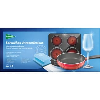 Estropajo con esponja salvauñas fibra azul vitrocerámicas envase 3 unidades - El Corte Ingles