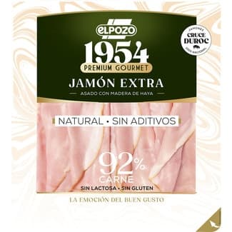 Edición 1954 Premium Gourmet jamón extra asado con madera de haya natural sin aditivos en lonchas sin gluten sin lactosa envase 130 g - Elpozo