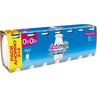 L. Casei natural desnatado 0% m.g 0% azúcares añadidos pack 14 unidades 100 g pack ahorro - Danone Actimel