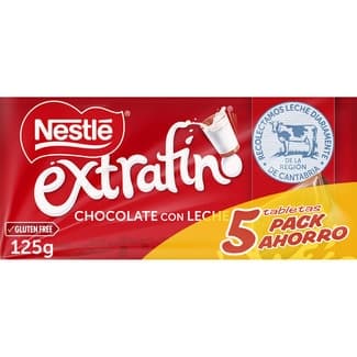 Chocolate con leche sin gluten pack 5 tabletas 125 g - Nestle Extrafino