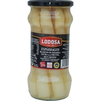 Espárragos blancos IGP de Navarra muy gruesos 9-12 piezas frasco 325 g neto escurrido - Lodosa