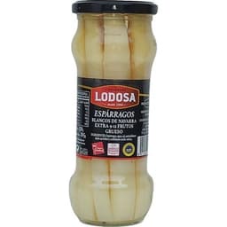 Espárragos blancos IGP de Navarra gruesos 9-12 piezas frasco 205 g neto escurrido - Lodosa