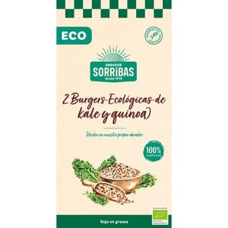 Hamburguesas ecológicas vegetarianas de kale y quinoa envase 160 g - Obrador Sorribas