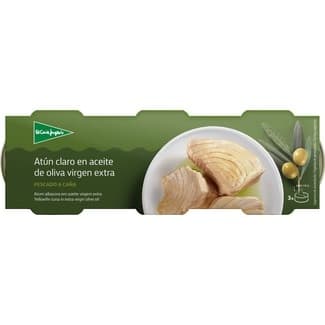 Atún claro en aceite de oliva virgen extra pack 3 lata 60 g neto escurrido - El Corte Ingles