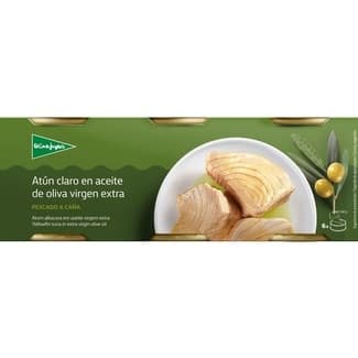 Atún claro en aceite en aceite de oliva virgen extra pescado a caña pack 6 lata 60 g neto escurrido - El Corte Ingles