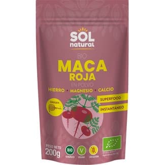 Bio maca roja en polvo con hierro, magnesio y calcio ecológica y sin gluten bolsa 200 g - Sol Natural