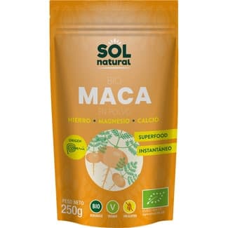 Bio maca en polvo con hierro, magnesio y calcio, ecológica y sin gluten bolsa 250 g - Sol Natural