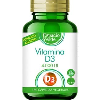 Vitamina D3 4000 UI sin gluten bote 180 cápsulas vegetales - Espacio Verde