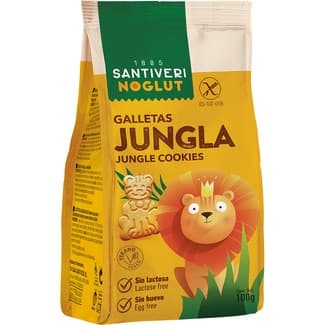 Jungla galletitas con formas de animales sin gluten y sin lactosa envase 100 g - Santiveri Noglut