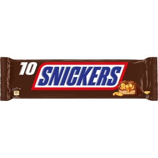 Barritas de chocolate con caramelo y cacahuetes 10 x 50g envase 500 g - Snickers