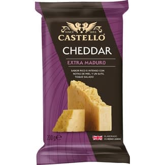 Queso cheddar extra madurado de vaca elaborado con leche pasteurizada envase 200 g - Castello
