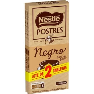 Chocolate negro para repostería fácil de fundir sin gluten pack 2 tabletas 200 g - Nestle