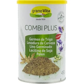 Combi Plus germen de trigo, levadura de cerveza, lino germinado, lecitina de soja y polen lata 450 g sin lactosa - Granovita