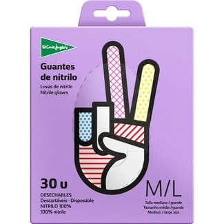 Guantes desechables de nitrilo talla mediana-grande caja 30 unidades - El Corte Ingles