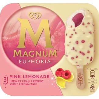 Euphoria helado de limón con sorbete de frambuesa 3 unidades estuche 270 ml - Magnum