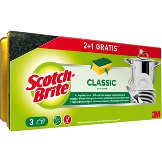 Estropajo con esponja salvauñas Classic paquete 2 unidades + 1 unidad gratis - Scotch Brite