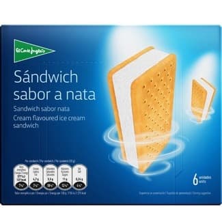 Sándwich de helado sabor a nata 6 unidades estuche 600 ml - El Corte Ingles