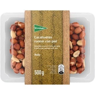 Cacahuetes runner fritos con piel y sal tarrina 500 g - El Corte Ingles