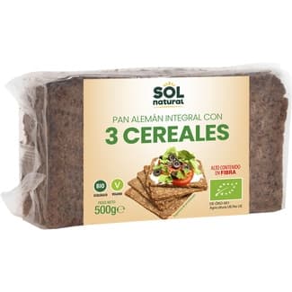 Pan alemán integral ecológico con 3 cereales envase 500 g - Sol Natural