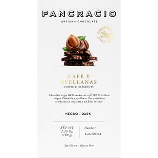 Chocolate negro 64% con café y avellanas tableta 100 g - Pancracio