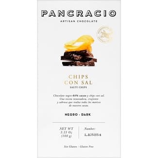 Chocolate negro 64% con chips de sal sin gluten tableta 100 g - Pancracio