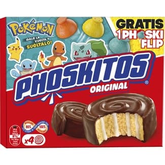 Bizcochitos de cacao rellenos de crema 4 unidades estuche 176 g - Phoskitos