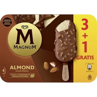 Helado almendrado sin gluten 3 + 1 gratis estuche 400 ml - Magnum