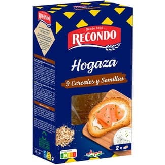 Pan de hogaza tostado con 9 cereales y semillas paquete 240 g - Recondo