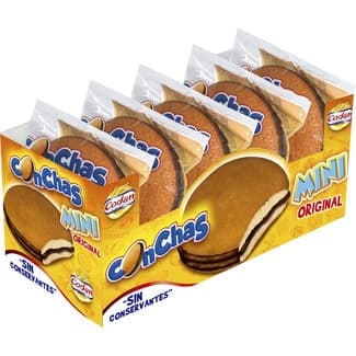 Bizcochos rellenos de chocolate Conchas Mini estuche 200 g 5 unidades envueltas individualmente - Codan