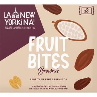 Fruit Bites barrita de fruta prensada con base de dátil sabor a brownie estuche 105 g 3 unidades - La Newyorkina