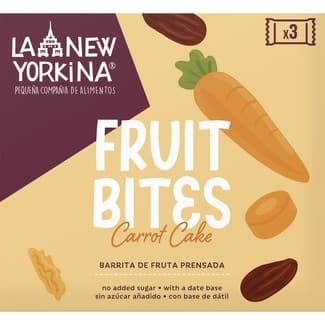 Fruit Bites barrita de fruta prensada con base de dátil sabor a tarta de zanahoria estuche 105 g 3 unidades - La Newyorkina