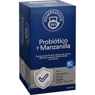 Infusión con probióticos y manzanilla envase 15 bolsitas - Pompadour