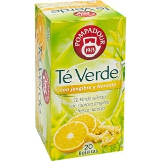 Té verde con jengibre y naranja estuche 20 bolsitas - Pompadour