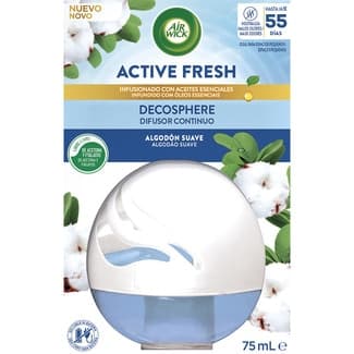 Active Fresh ambientador Decosphere Algodón Suave con aceites esenciales naturales envase 75 ml - Air Wick