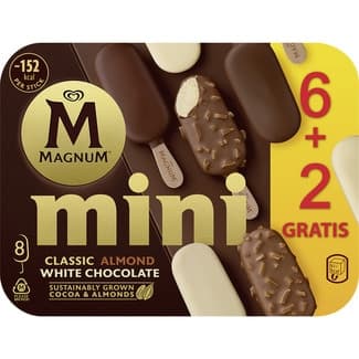 Mini helados surtidos Magnum Classico, Blanco y Almendras sin gluten 6 unidades estuche 440 ml - Magnum