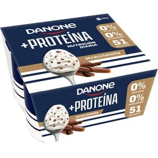 Protein yogur con proteínas stracciatella desnatado 0% m.g. 0% azúcares añadidos pack 4 unidades 100 g sin gluten - Danone