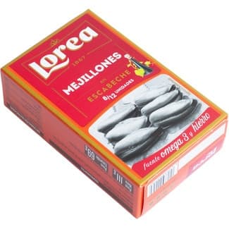 Mejillones en escabeche 8-12 piezas lata 69 g neto escurrido - Lorea