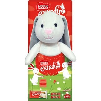 Peluche de Pascua con 1x Extrafino Filipinos, 2x barritas Extrafino y 3x cremositos unidad 142 g - Nestle Extrafino