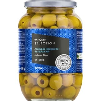 Aceitunas manzanilla sin hueso IGP de Sevilla frasco 400 g neto escurrido - El Corte Ingles Selection