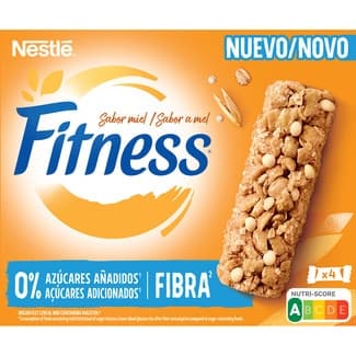 Barrita de cereales integrales con fibra sabor miel 0% azúcares añadidos 4 unidades estuche 80 g - Nestle Fitness