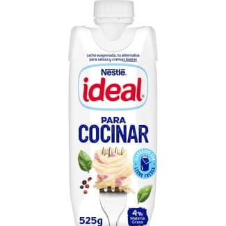 Leche evaporada parcialmente desnatada para salsas y cremas brik 525 g - Ideal